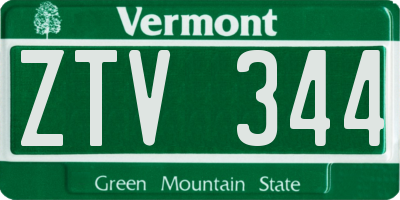 VT license plate ZTV344