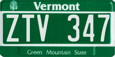 VT license plate ZTV347