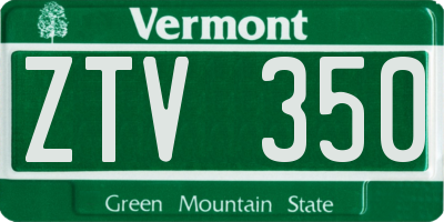 VT license plate ZTV350