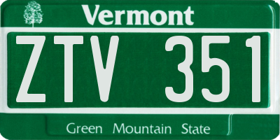 VT license plate ZTV351