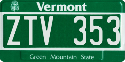 VT license plate ZTV353
