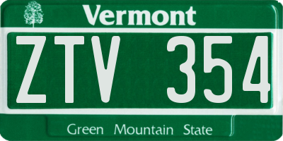 VT license plate ZTV354