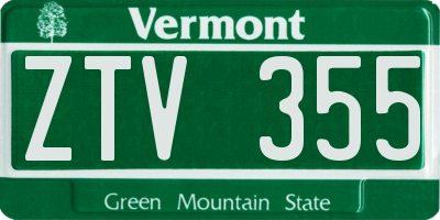 VT license plate ZTV355