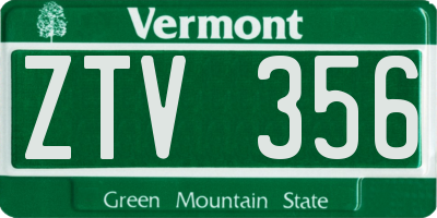 VT license plate ZTV356