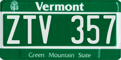 VT license plate ZTV357