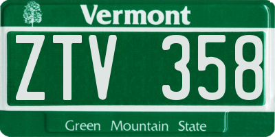 VT license plate ZTV358