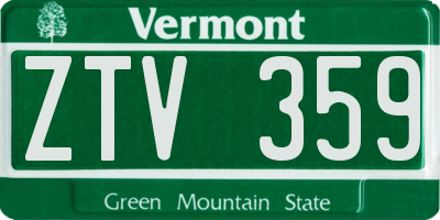 VT license plate ZTV359