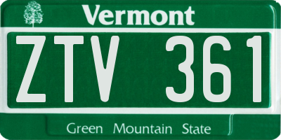 VT license plate ZTV361