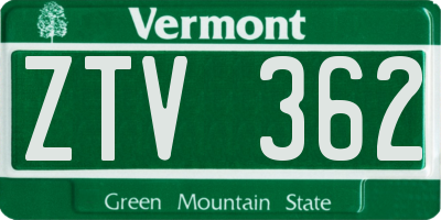 VT license plate ZTV362
