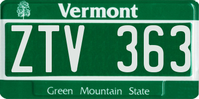VT license plate ZTV363