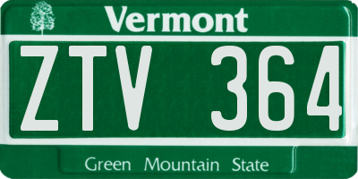 VT license plate ZTV364