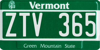 VT license plate ZTV365