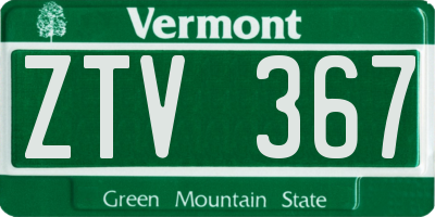 VT license plate ZTV367