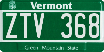 VT license plate ZTV368
