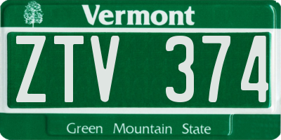 VT license plate ZTV374
