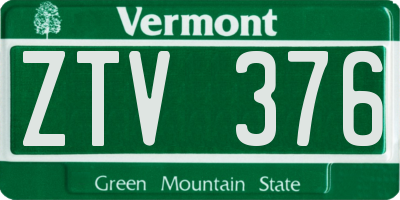 VT license plate ZTV376