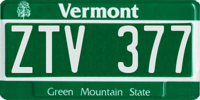 VT license plate ZTV377