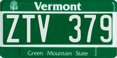 VT license plate ZTV379