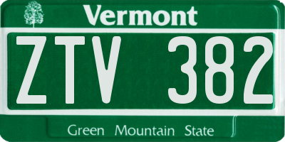 VT license plate ZTV382