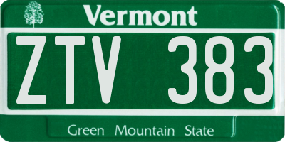 VT license plate ZTV383