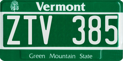 VT license plate ZTV385