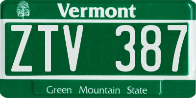 VT license plate ZTV387