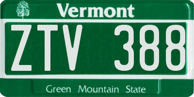 VT license plate ZTV388