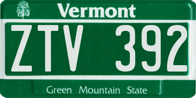 VT license plate ZTV392