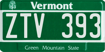 VT license plate ZTV393