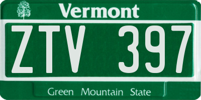 VT license plate ZTV397