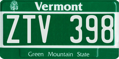VT license plate ZTV398