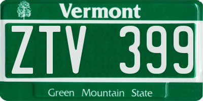 VT license plate ZTV399