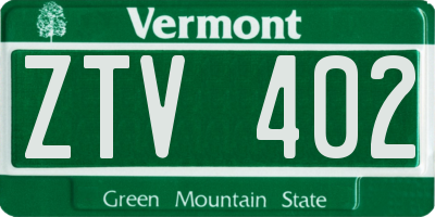 VT license plate ZTV402