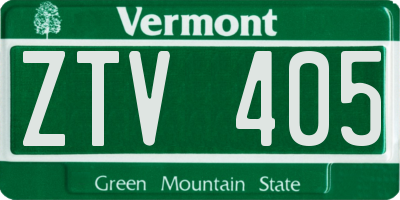 VT license plate ZTV405