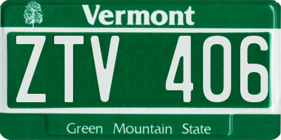 VT license plate ZTV406