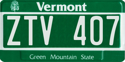 VT license plate ZTV407