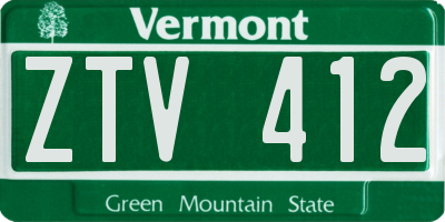 VT license plate ZTV412