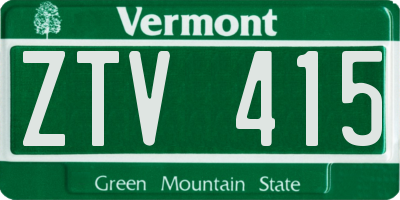 VT license plate ZTV415