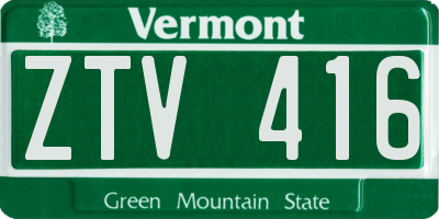 VT license plate ZTV416
