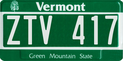 VT license plate ZTV417