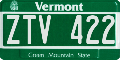 VT license plate ZTV422