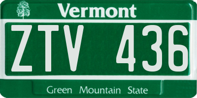 VT license plate ZTV436