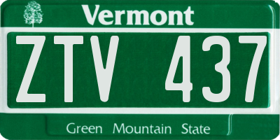 VT license plate ZTV437
