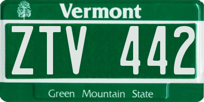 VT license plate ZTV442