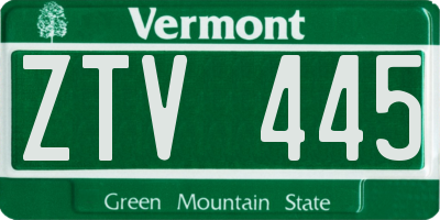 VT license plate ZTV445