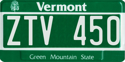 VT license plate ZTV450