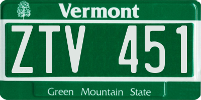 VT license plate ZTV451