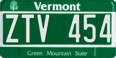VT license plate ZTV454