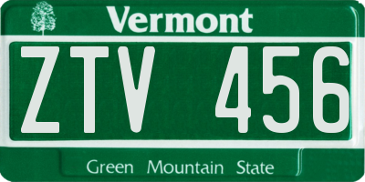 VT license plate ZTV456