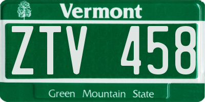 VT license plate ZTV458